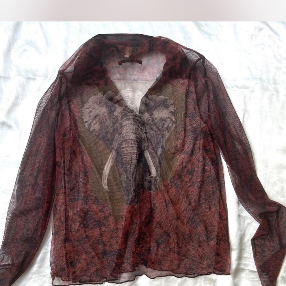Sheer Top with Elephant Print